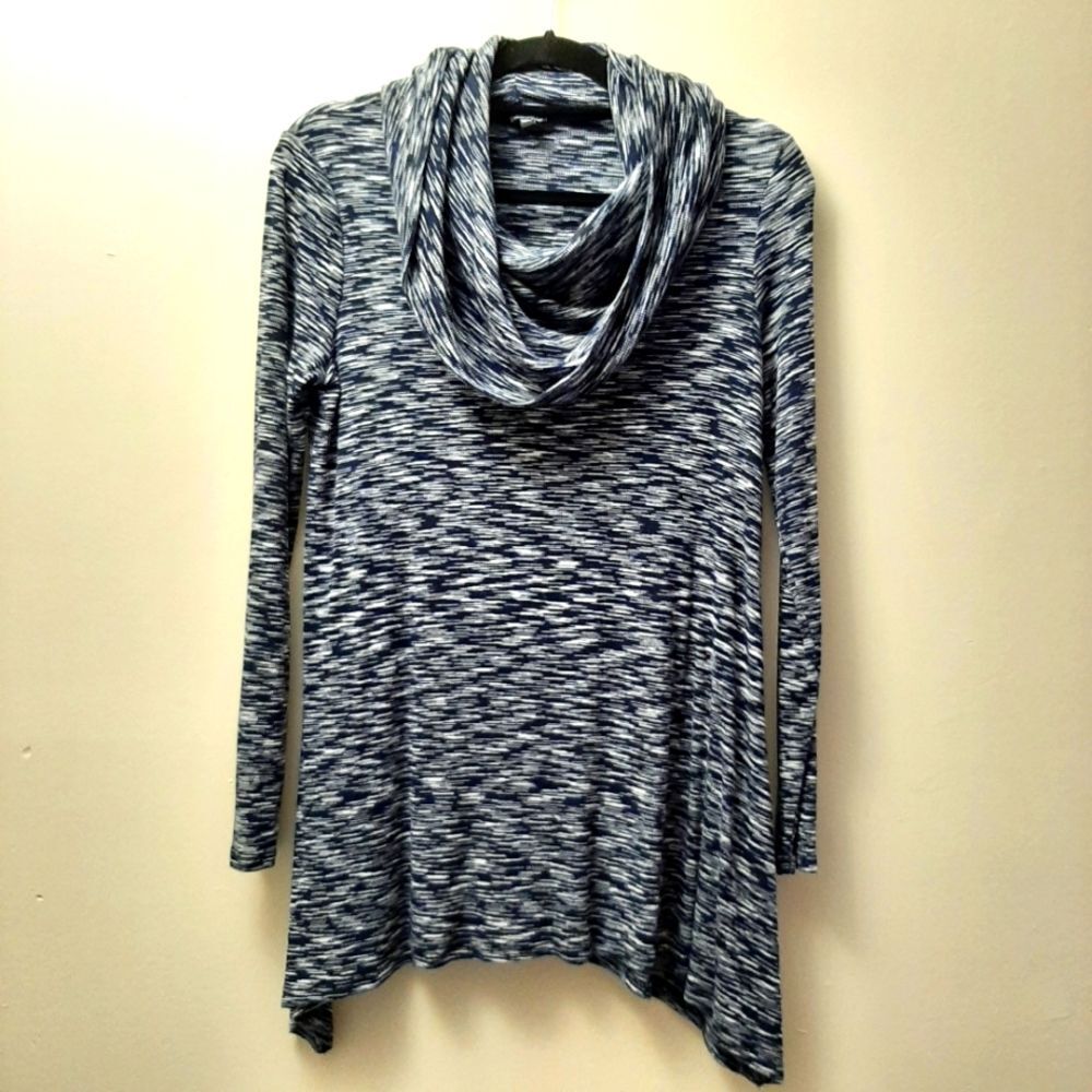 Cable & Gauge Cowl Neck Soft Blend Long Line Loose Fit Sweater Medium